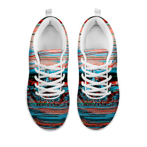 Digital Glitch Astronaut Skull Print White Sneakers