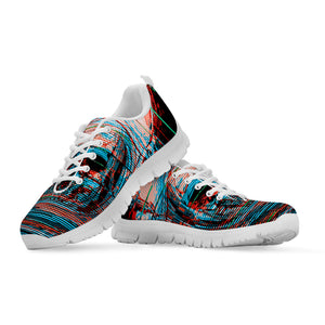 Digital Glitch Astronaut Skull Print White Sneakers