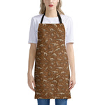 Dino Skeleton Fossil Pattern Print Apron