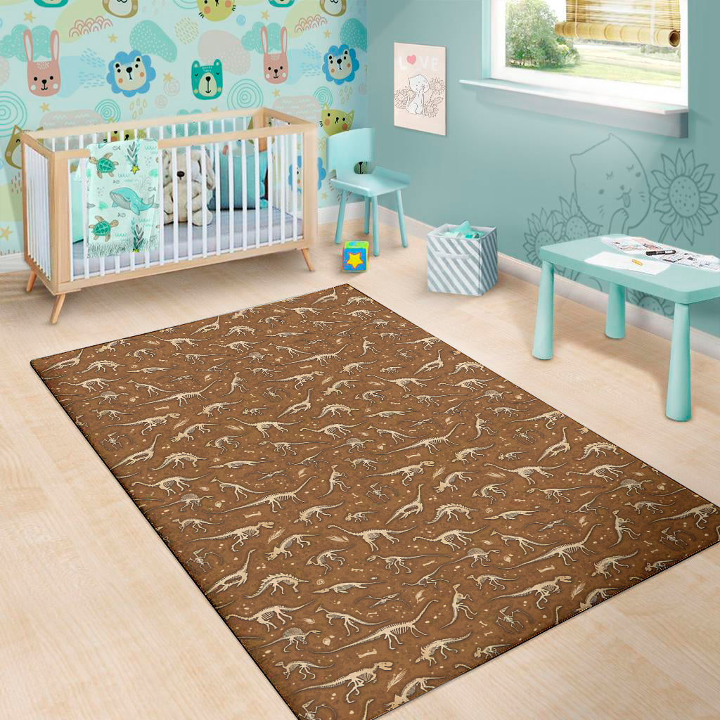 Dino Skeleton Fossil Pattern Print Area Rug