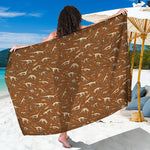 Dino Skeleton Fossil Pattern Print Beach Sarong Wrap