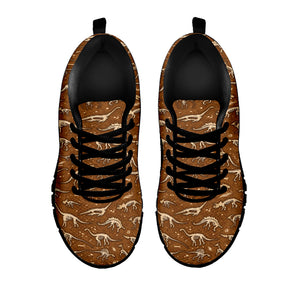 Dino Skeleton Fossil Pattern Print Black Sneakers