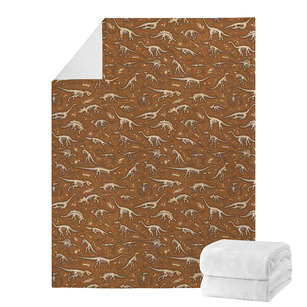 Dino Skeleton Fossil Pattern Print Blanket