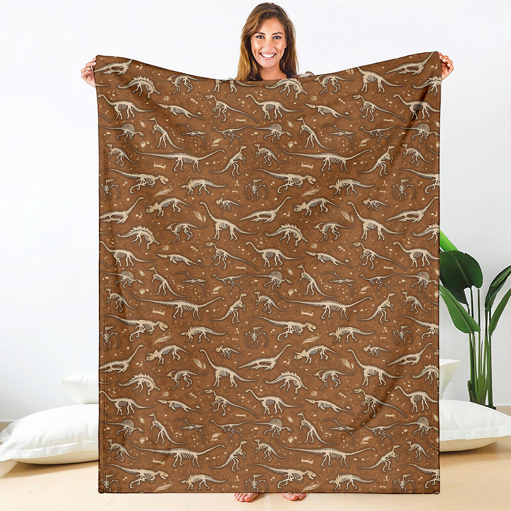 Dino Skeleton Fossil Pattern Print Blanket