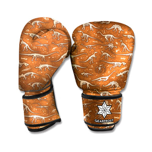 Dino Skeleton Fossil Pattern Print Boxing Gloves