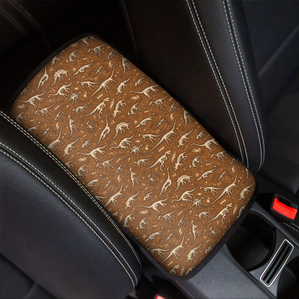 Dino Skeleton Fossil Pattern Print Car Center Console Cover