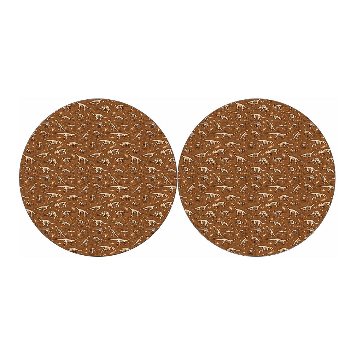 Dino Skeleton Fossil Pattern Print Car Coasters