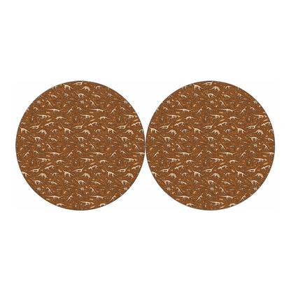 Dino Skeleton Fossil Pattern Print Car Coasters