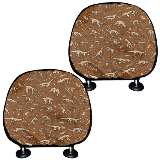 Dino Skeleton Fossil Pattern Print Car Headrest Covers