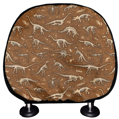 Dino Skeleton Fossil Pattern Print Car Headrest Covers