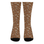 Dino Skeleton Fossil Pattern Print Crew Socks