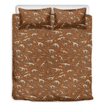 Dino Skeleton Fossil Pattern Print Duvet Cover Bedding Set