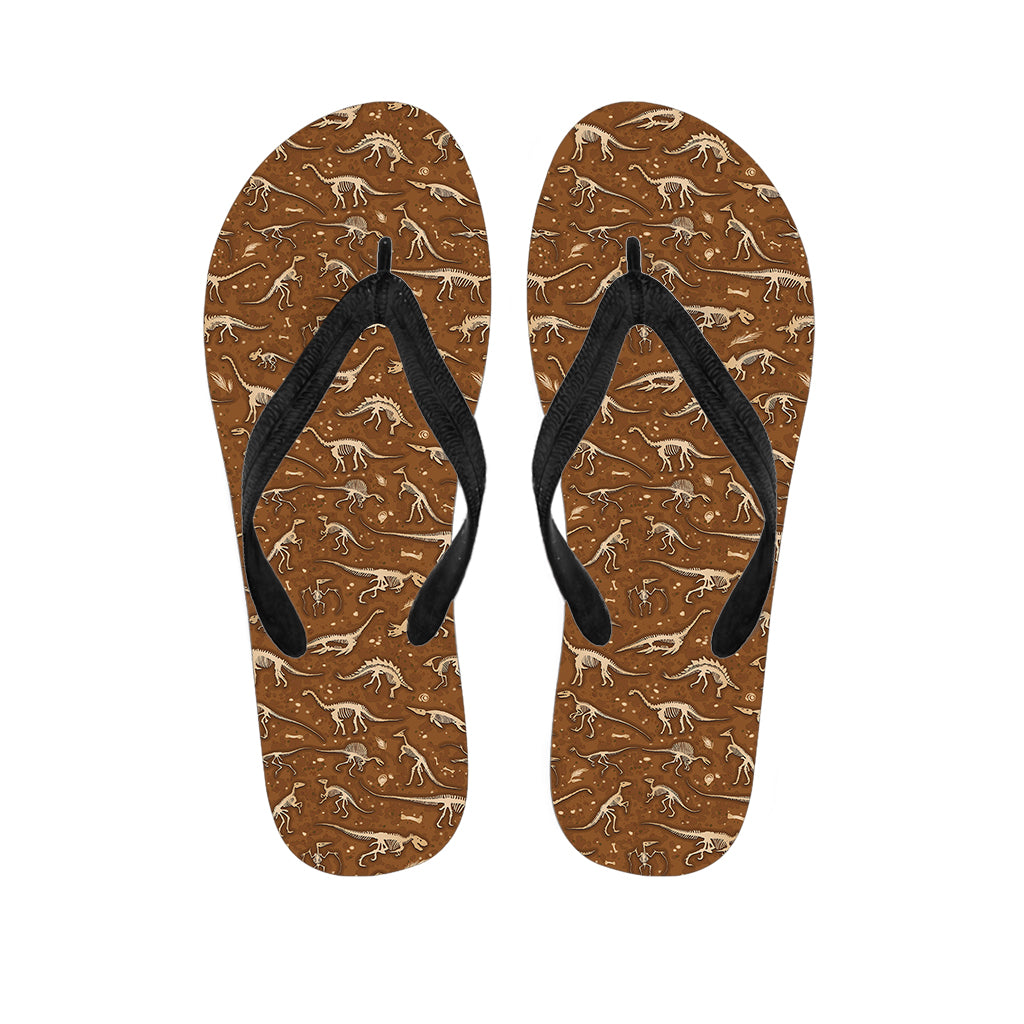 Dino Skeleton Fossil Pattern Print Flip Flops