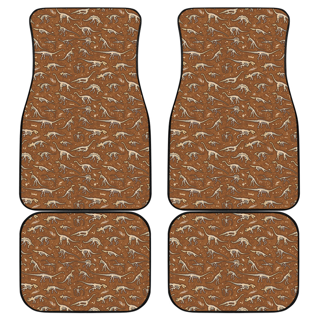 Dino Skeleton Fossil Pattern Print Front and Back Car Floor Mats