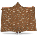 Dino Skeleton Fossil Pattern Print Hooded Blanket