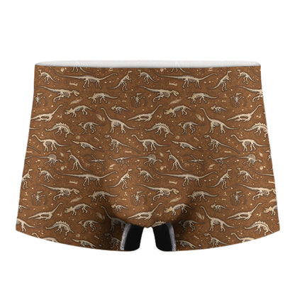 Dino Skeleton Fossil Pattern Print Men's Boxer Briefs