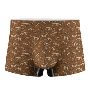 Dino Skeleton Fossil Pattern Print Men's Boxer Briefs