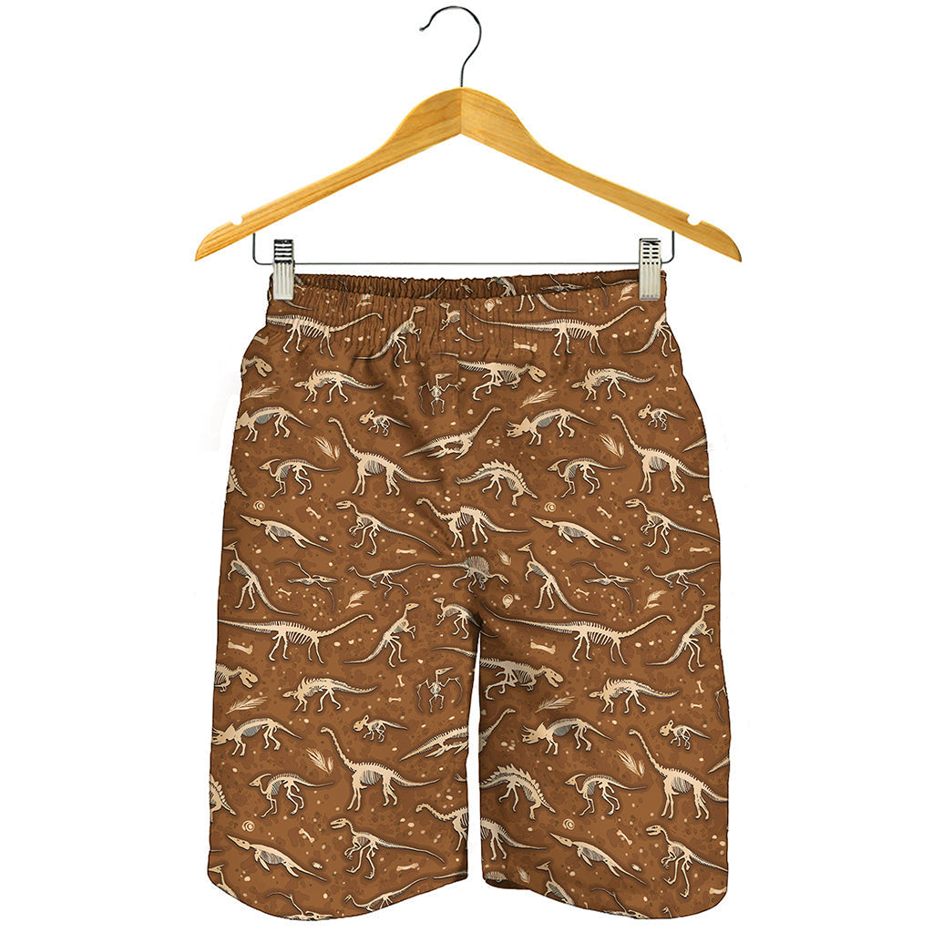 Dino Skeleton Fossil Pattern Print Men's Shorts