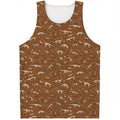 Dino Skeleton Fossil Pattern Print Men's Tank Top