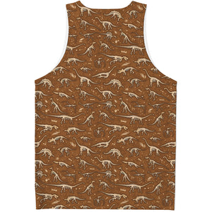 Dino Skeleton Fossil Pattern Print Men's Tank Top