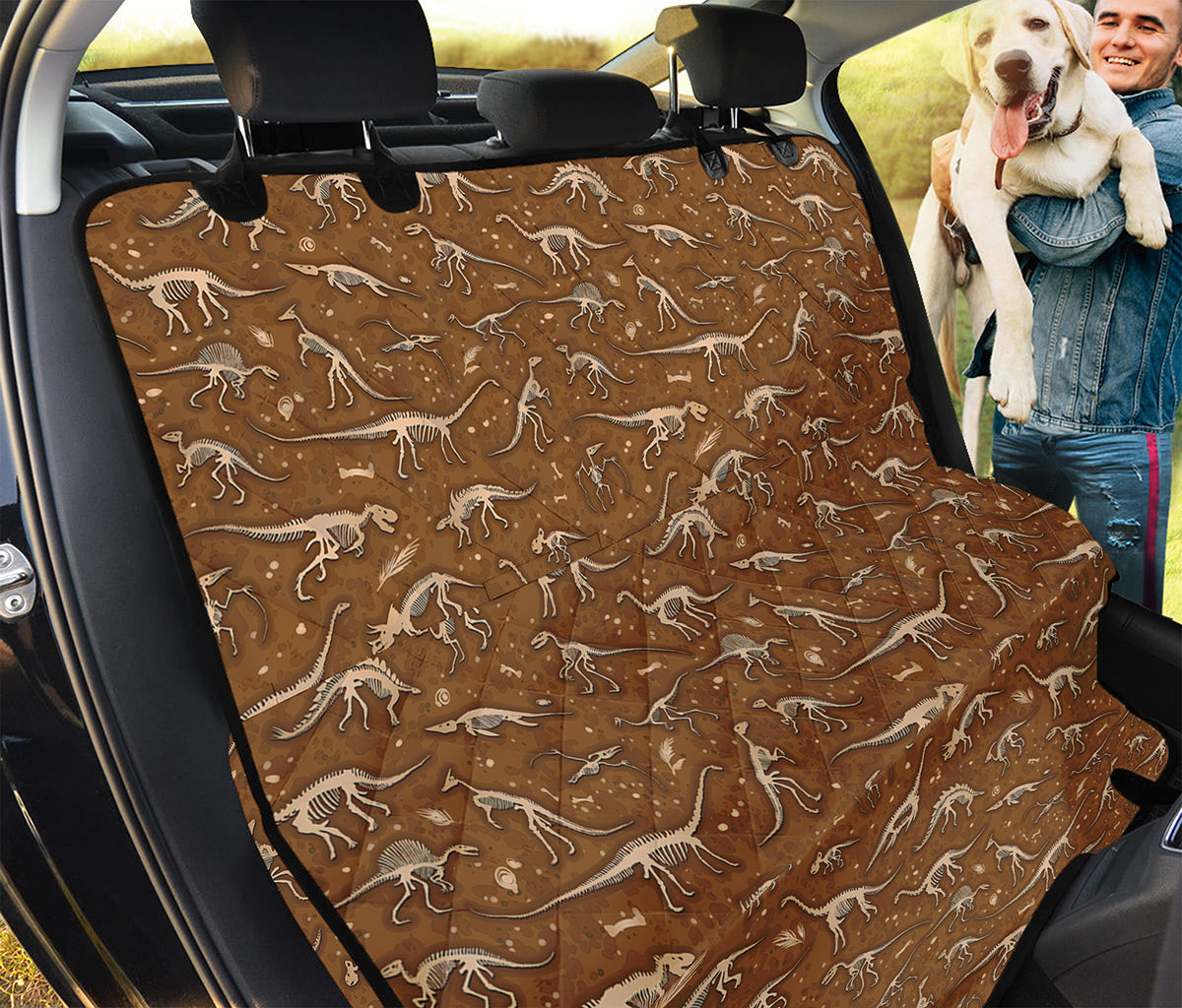 Dino Skeleton Fossil Pattern Print Pet Car Back Seat Cover