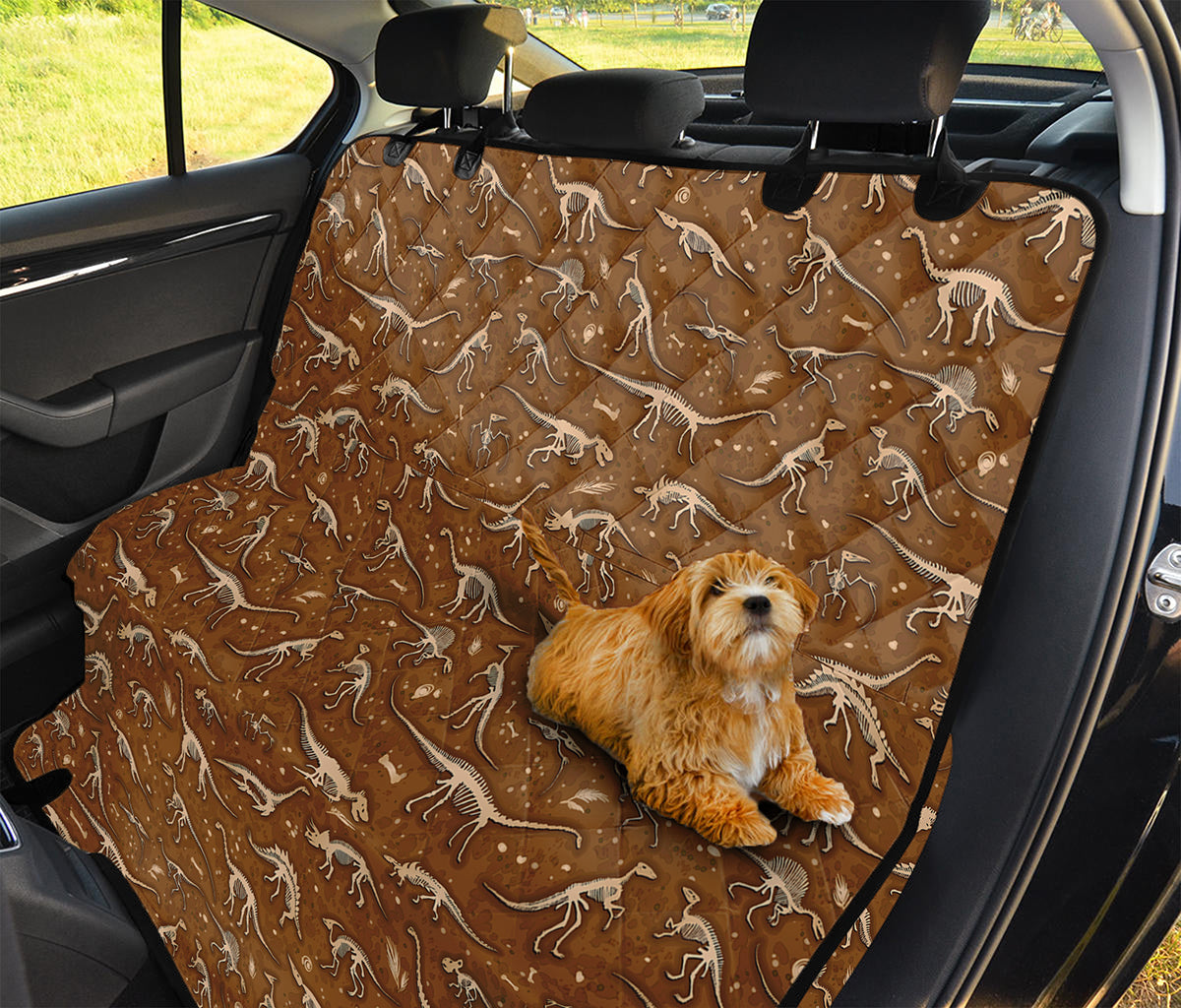 Dino Skeleton Fossil Pattern Print Pet Car Back Seat Cover