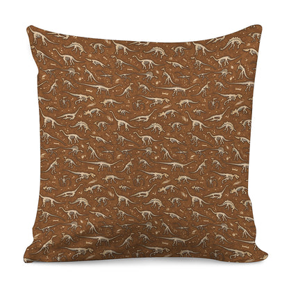 Dino Skeleton Fossil Pattern Print Pillow Cover