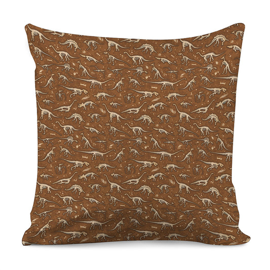 Dino Skeleton Fossil Pattern Print Pillow Cover
