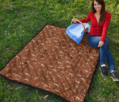 Dino Skeleton Fossil Pattern Print Quilt