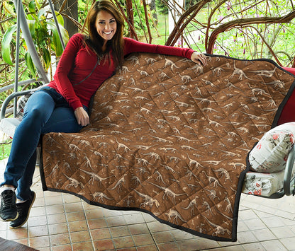 Dino Skeleton Fossil Pattern Print Quilt