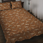 Dino Skeleton Fossil Pattern Print Quilt Bed Set
