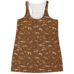 Dino Skeleton Fossil Pattern Print Women's Racerback Tank Top