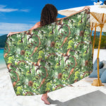 Dinosaur And Prehistoric Plants Print Beach Sarong Wrap