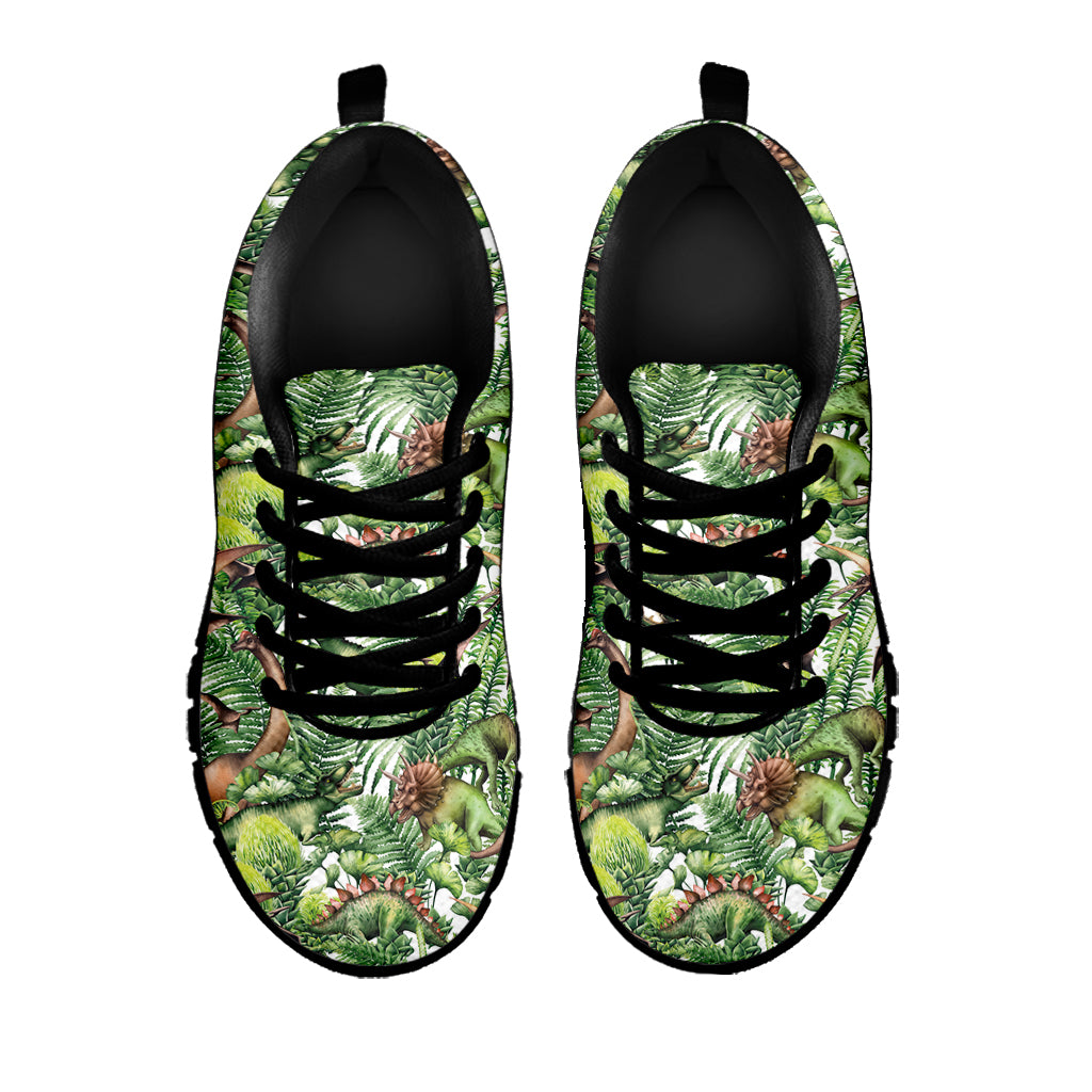 Dinosaur And Prehistoric Plants Print Black Sneakers