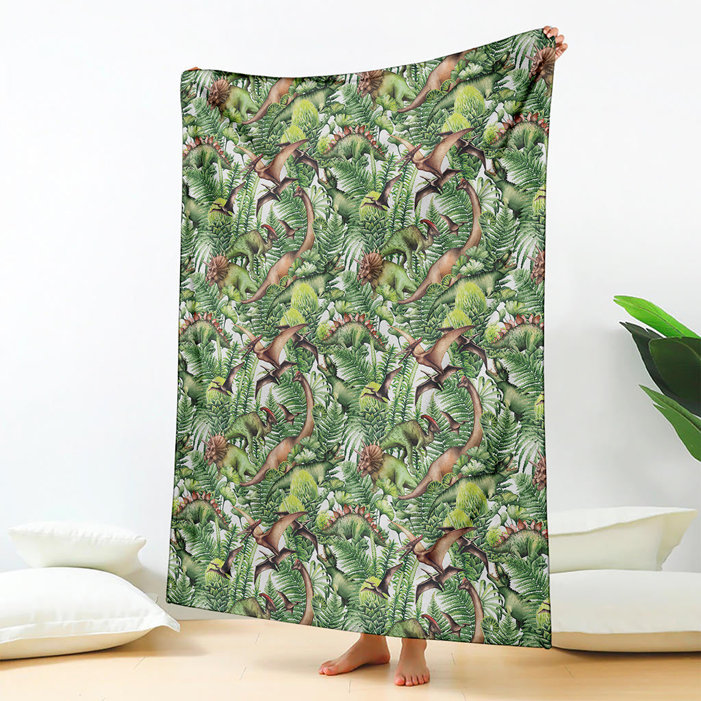 Dinosaur And Prehistoric Plants Print Blanket