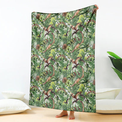 Dinosaur And Prehistoric Plants Print Blanket