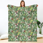 Dinosaur And Prehistoric Plants Print Blanket