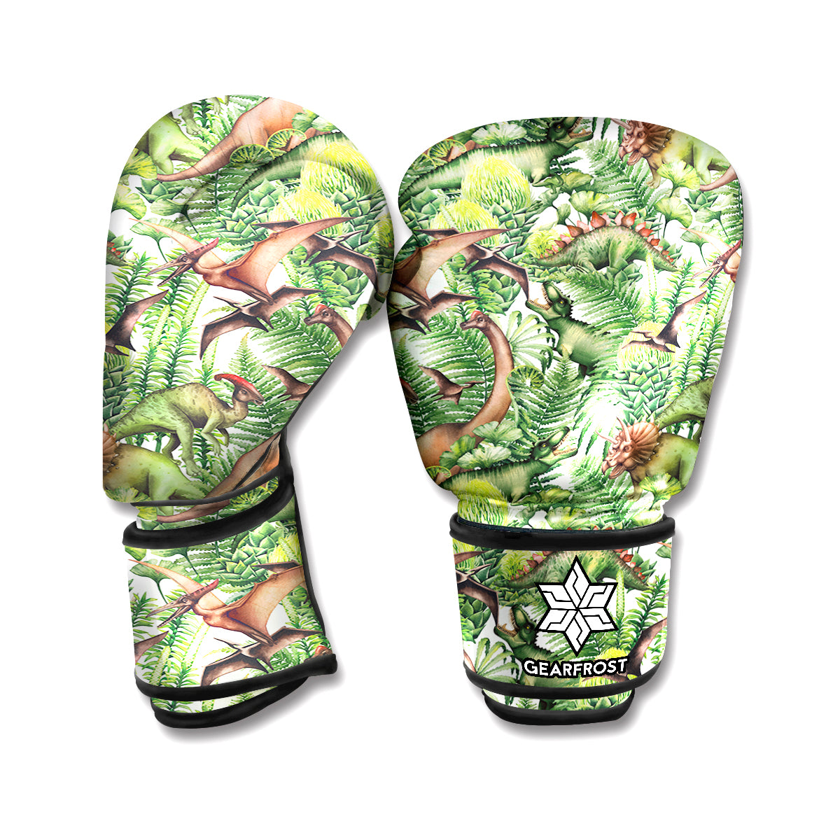 Dinosaur And Prehistoric Plants Print Boxing Gloves