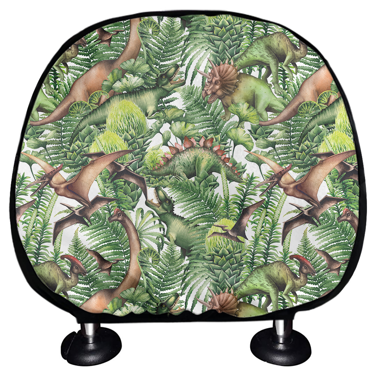 Dinosaur And Prehistoric Plants Print Car Headrest Covers