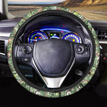 Dinosaur And Prehistoric Plants Print Car Steering Wheel Cover