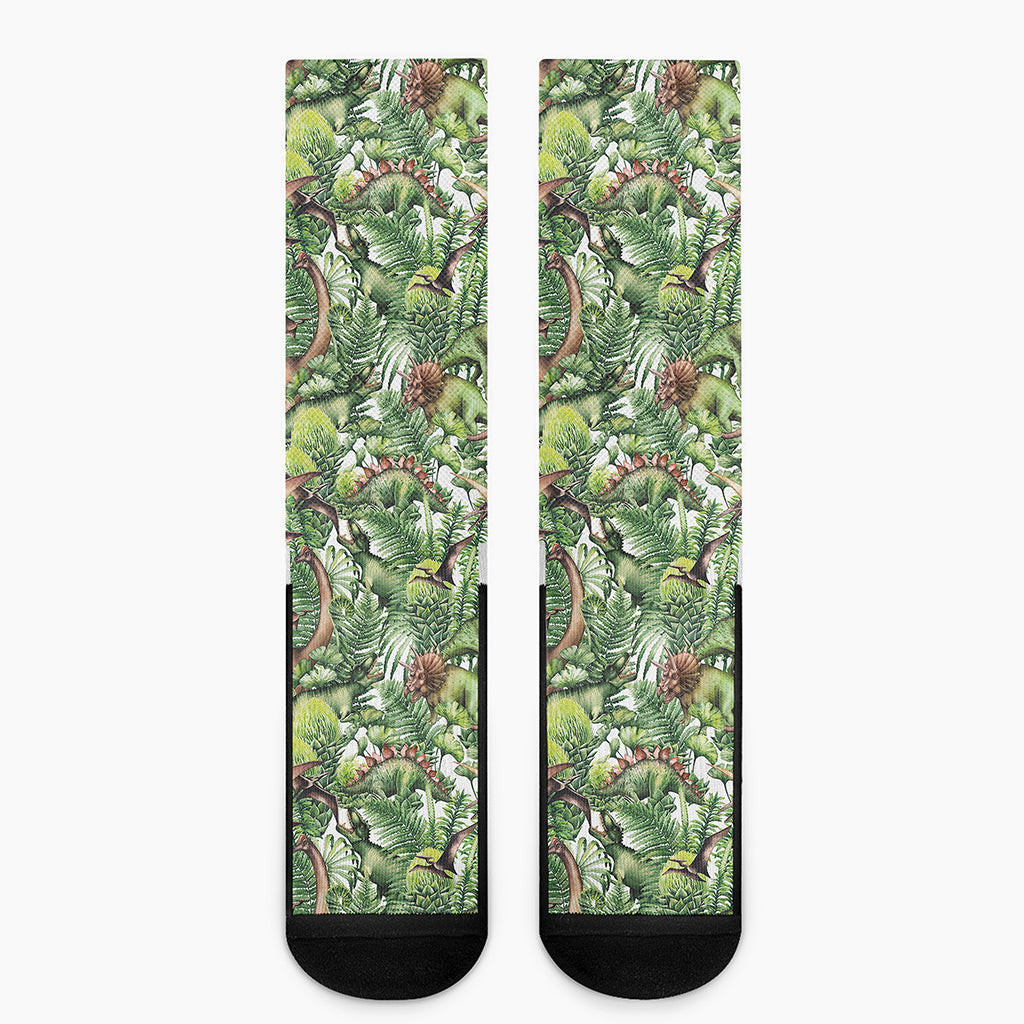 Dinosaur And Prehistoric Plants Print Crew Socks