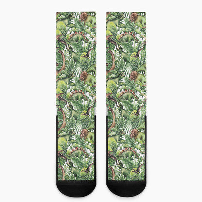 Dinosaur And Prehistoric Plants Print Crew Socks