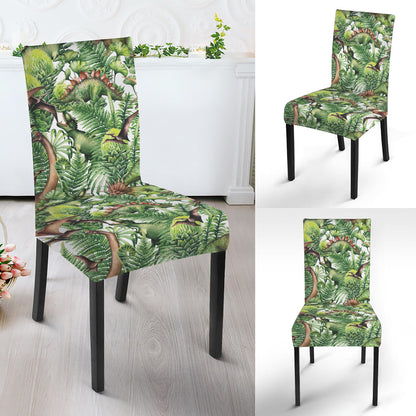 Dinosaur And Prehistoric Plants Print Dining Chair Slipcover