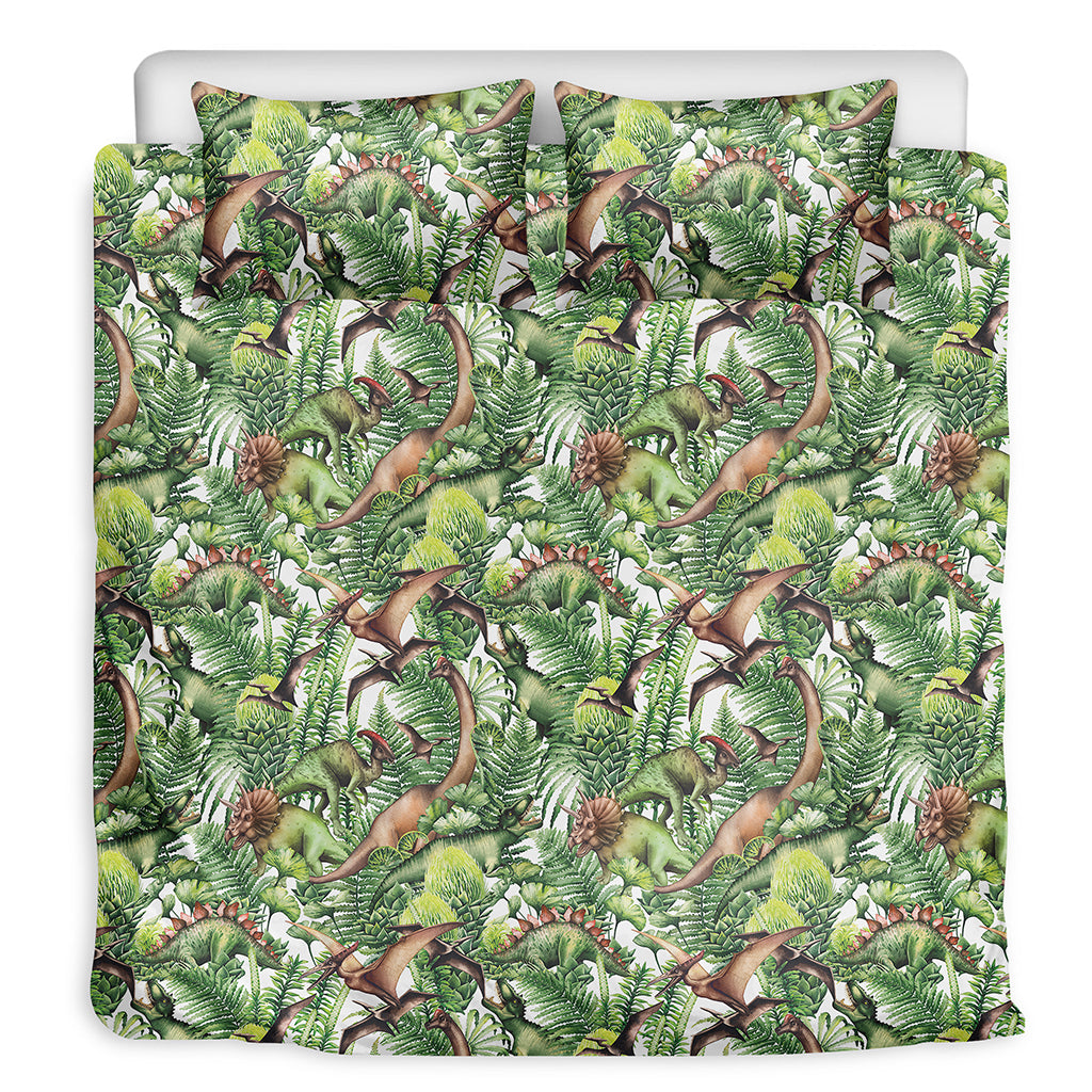 Dinosaur And Prehistoric Plants Print Duvet Cover Bedding Set