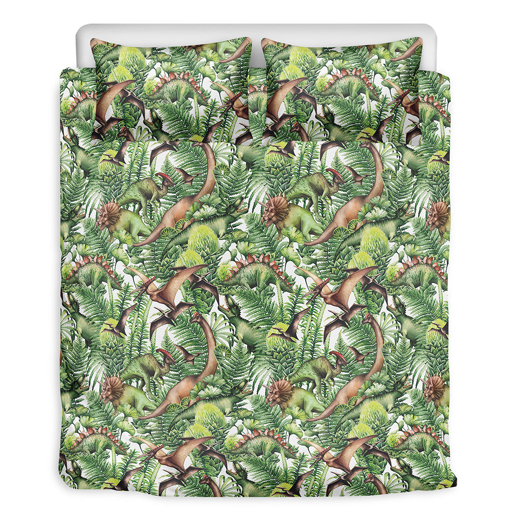 Dinosaur And Prehistoric Plants Print Duvet Cover Bedding Set