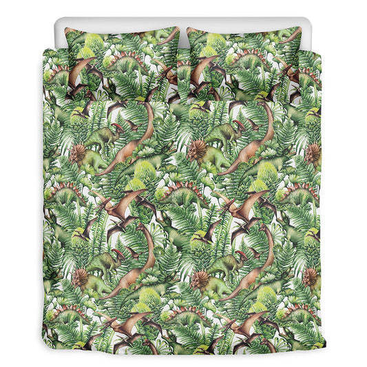 Dinosaur And Prehistoric Plants Print Duvet Cover Bedding Set