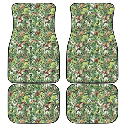 Dinosaur And Prehistoric Plants Print Front and Back Car Floor Mats