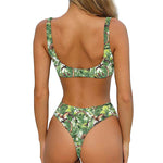 Dinosaur And Prehistoric Plants Print Front Bow Tie Bikini