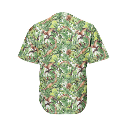 Dinosaur And Prehistoric Plants Print Men's Baseball Jersey