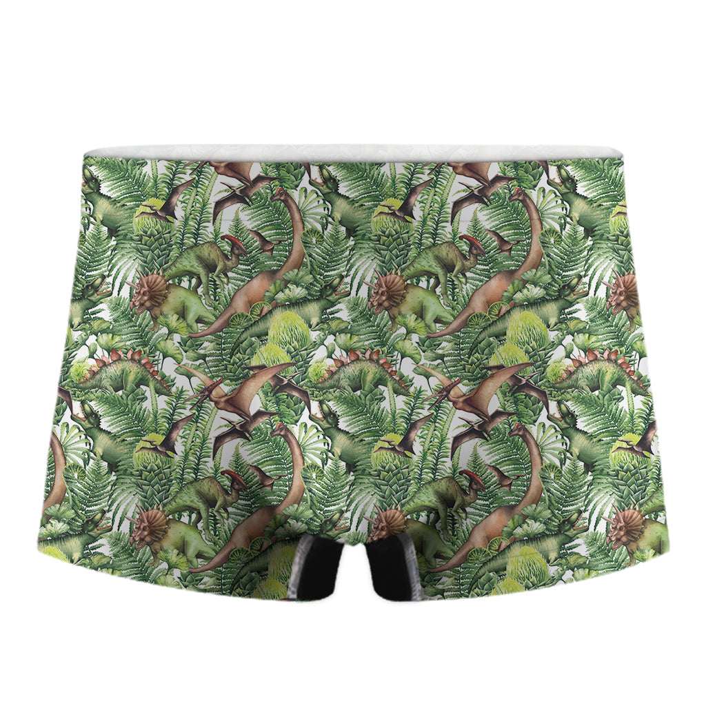 Dinosaur And Prehistoric Plants Print Men's Boxer Briefs